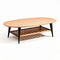 Tavolino da caffè in legno naturale con ripiano sottostante e gambe nere 120 x 70 x 40cm