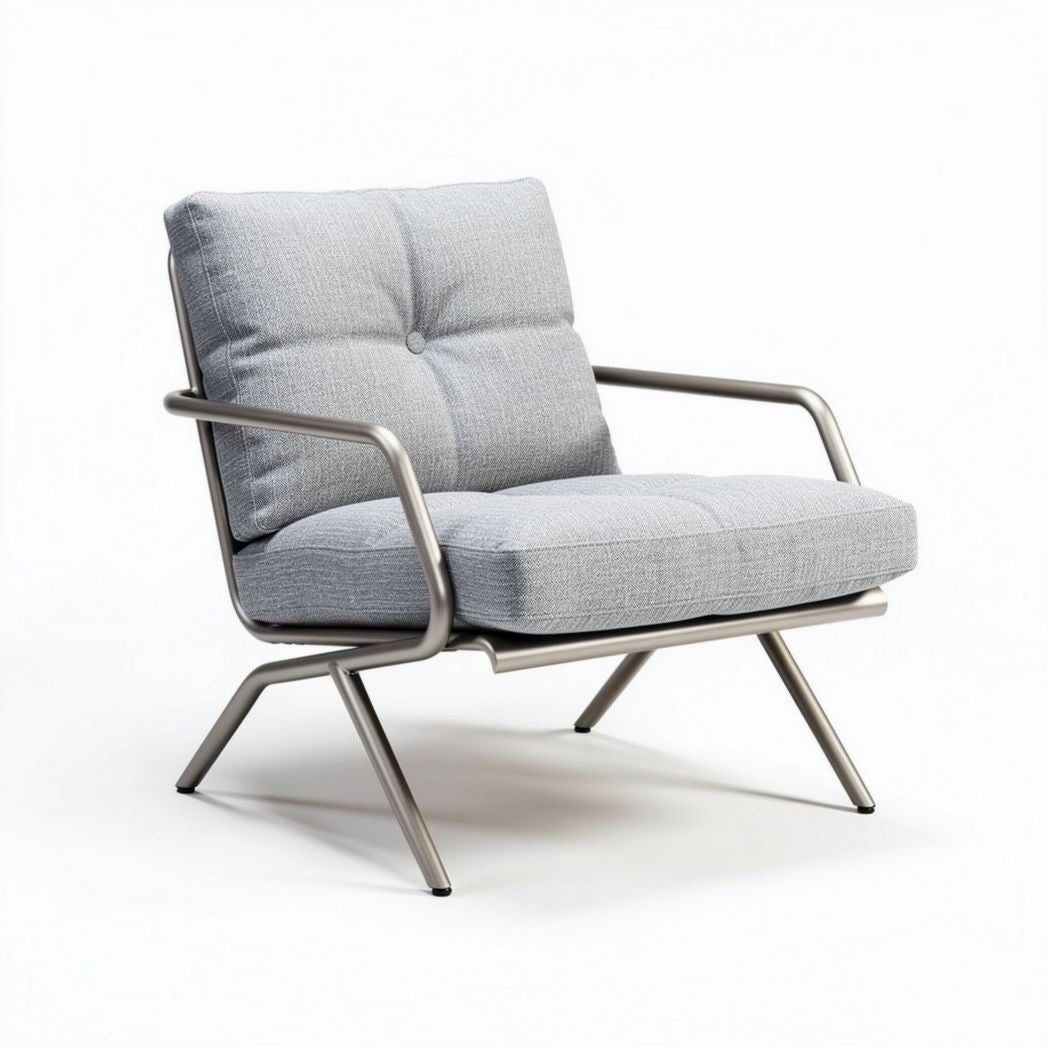 Poltrona moderna in tessuto grigio con struttura in metallo 80 x 70 x 80cm