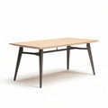 Tavolo da pranzo rettangolare in legno colore naturale e metallo nero 200 x 100 x 75cm