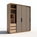 Armadio in legno con ante in tessuto color sabbia dimensioni 150 x 50 x 200cm