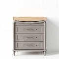 Comò grigio con tre cassetti e top in legno 60 x 45 x 80cm