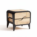 Mobiletto in legno chiaro e nero con due cassetti dimensioni 50 x 50 x 50cm