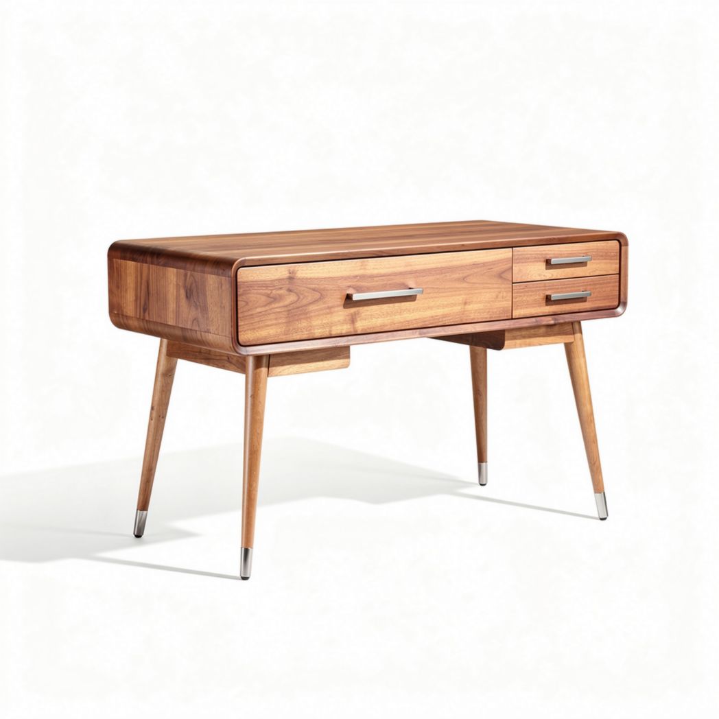 Scrivania in legno di noce con due cassetti 120 x 60 x 75cm