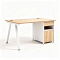 Scrivania moderna in legno e metallo con cassetto e ripiano bianco 160 x 80 x 75cm